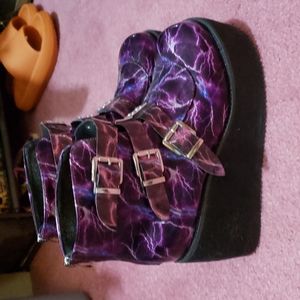 PU purple lighting platform boots